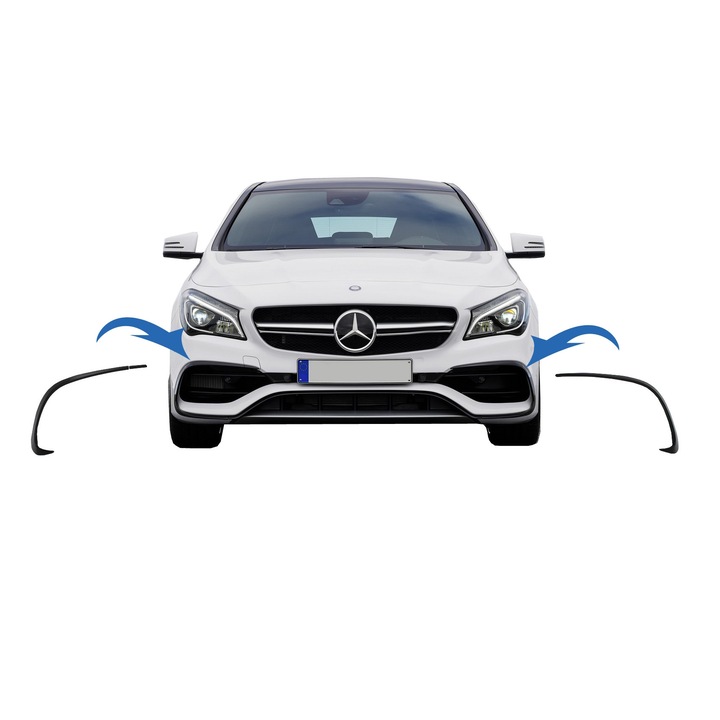 A Mercedes CLA W117 C117 X117 (2016-2018) CLA45 fényes fekete dizájnnal kompatibilis tartozékok első lökhárító szárnyak