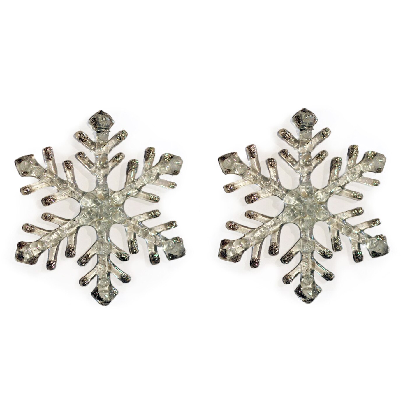 Fulgi de nea incolor-argintii din sticla topita - 2buc