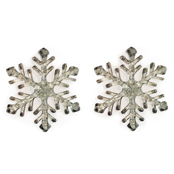 Fulgi de nea incolor-argintii din sticla topita - 2buc Fulgi de nea incolor-argintii din sticla topita - 2buc