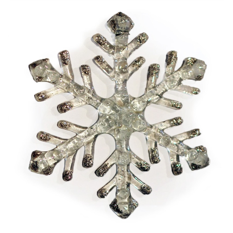 Fulg de nea incolor-argintiu din sticla topita