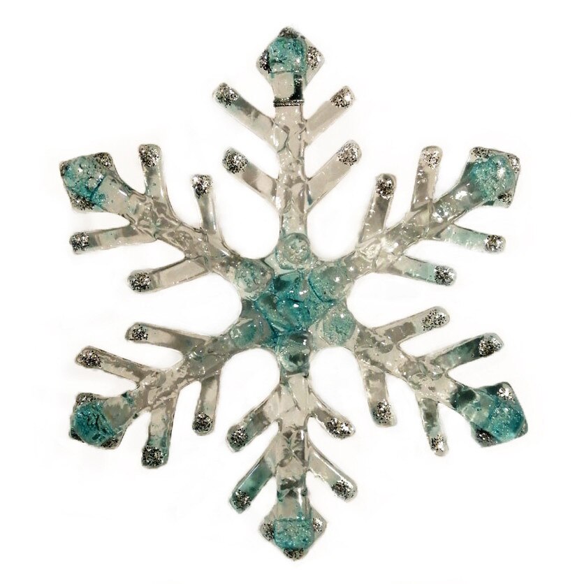 Fulg de nea turquoise-argintiu din sticla topita