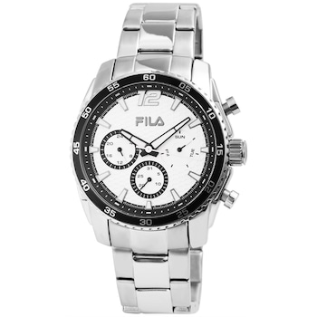Ceas barbatesc, Fila, carcasa si bratara argintie, cadran bicolor, alb, data, zi, 24h Ceas barbatesc, Fila, carcasa si bratara argintie, cadran bicolor, alb, data, zi, 24h