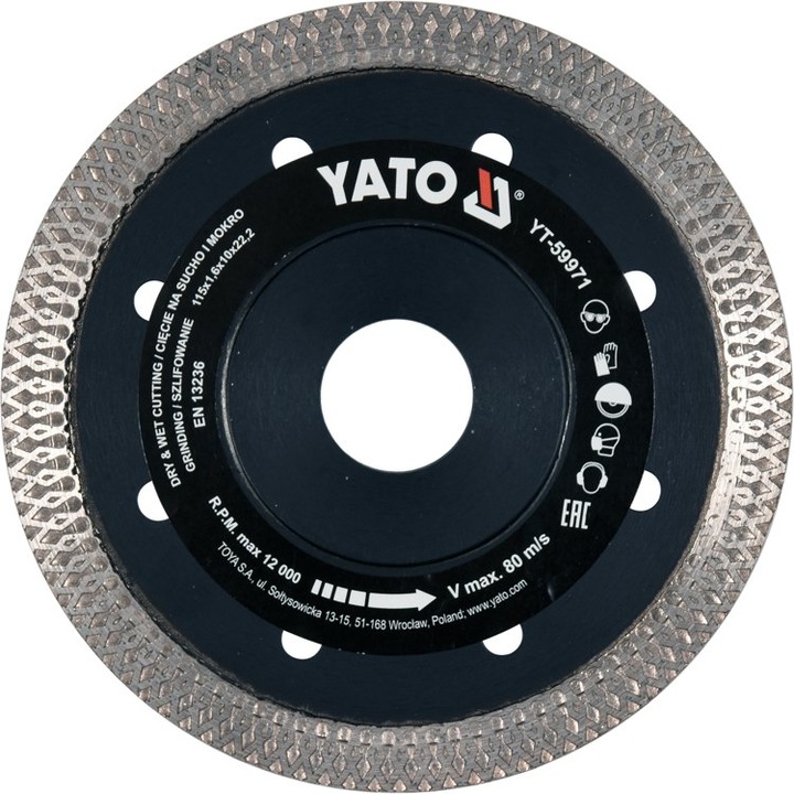Yato YT-59971 Gyémánt vágótárcsa, 115 x 22,2 x 1,6