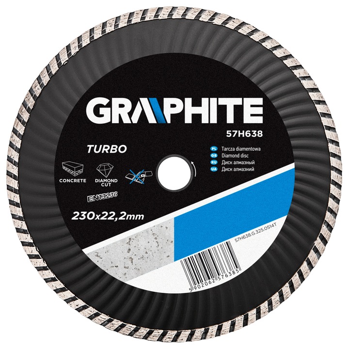 Disc diamantat pentru zidarie 230mm/22,2mm turbo Graphite