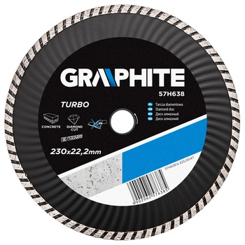 Disc diamantat Turbo Wave, 230x22.2mm, 57H638 Graphite Disc diamantat Turbo Wave, 230x22.2mm, 57H638 Graphite