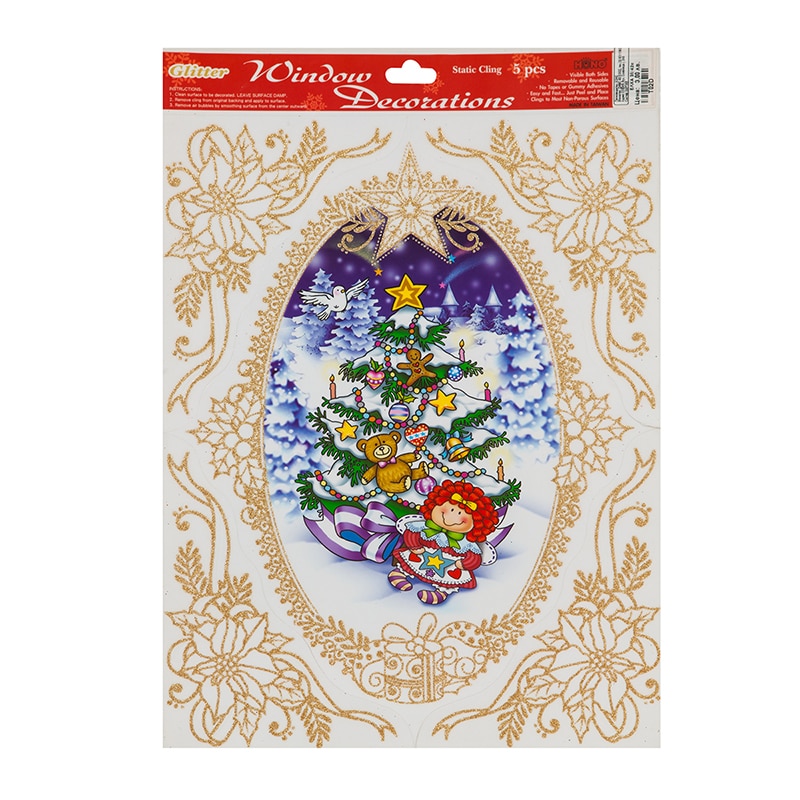 Sticker decorativ de Craciun, model brad, T02D, cu vacuum, 30/42cm