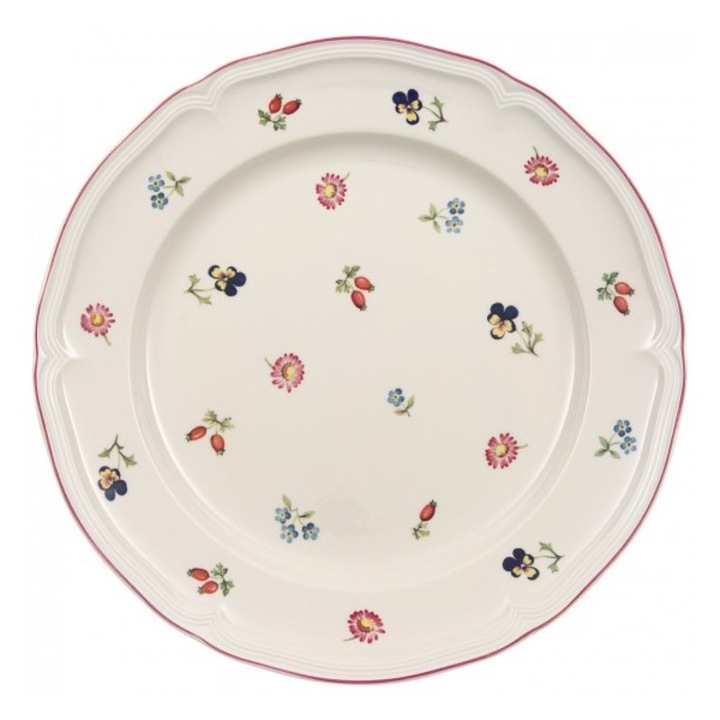 Farfurie intinsa 26 cm, Villeroy&Boch Petite Fleur, portelan premium, alb, motiv floral
