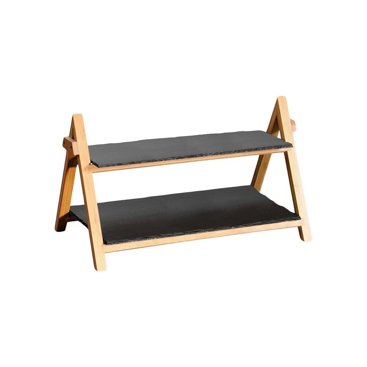 Etajera cu 2 nivele, ardezie, 43,4 x 27,5 cm - Kesper