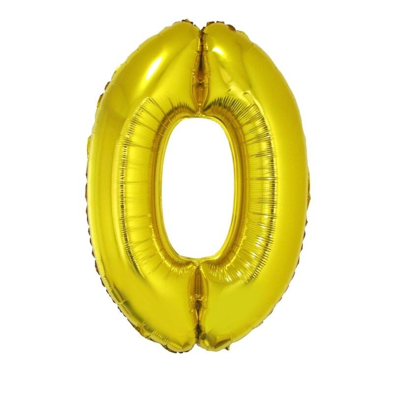 Balon folie cifra 0 gigant, inaltime 102 cm, auriu metalizat