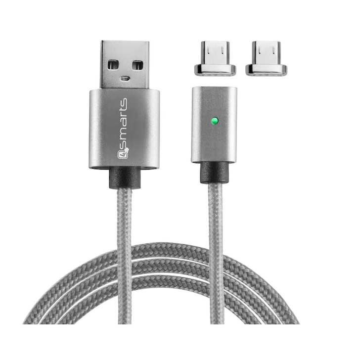 Cablu USB magnetic, 4smarts, Gri