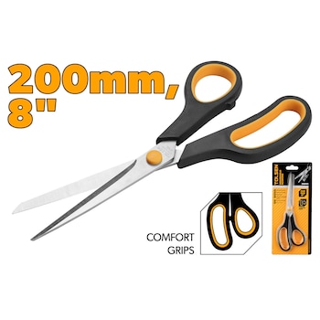 Foarfeca universala TOLSEN 200 mm (8"), lama din otel inoxidabil de inalta calitate, taiere precisa, rezistenta la coroziune, pentru uz casnic si profesional, prindere ergonomica, durabilitate ridicata, ideala pentru taieturi precise in diverse materiale