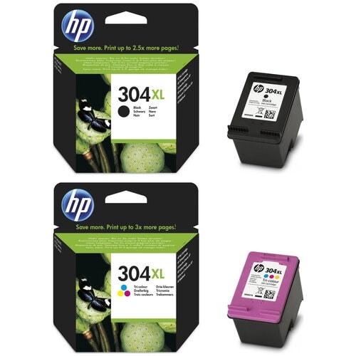HP 304XL Set 2 cartuse cerneala, HP, original OEM 304XL, negru si tricolor, N9K07AE si N9K08AE