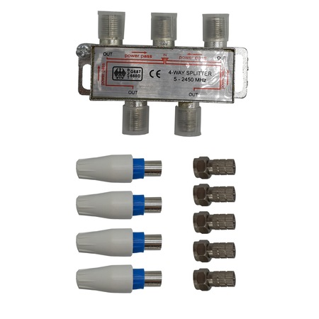 Set Splitter 4 cai, 5-2450 MHz, + 5 Mufe F + 4 Mufe TV KATHODE®