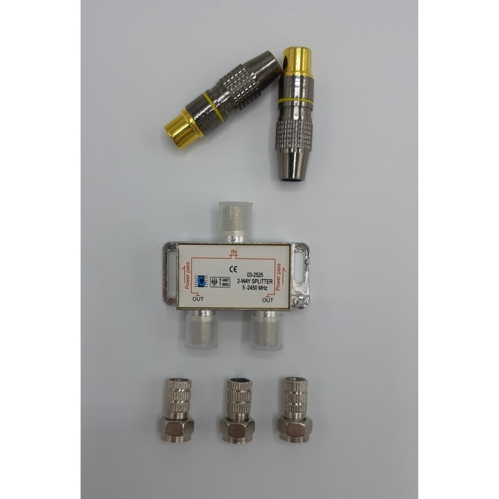 Set Splitter 2 cai 5-2450 MHz + 3 Mufe F + 2 Mufe TV KATHODE®
