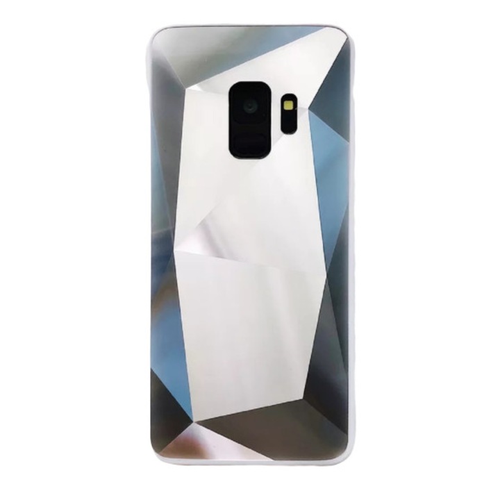 Samsung S9 kompatibilis gyémánt textúrájú tükörborítás, ezüst