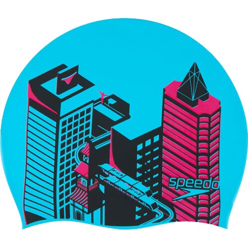 Casca inot Speedo Slogan, Albastru/Rosu