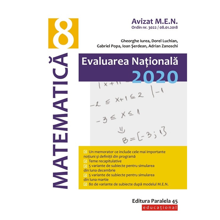 Matematica Evaluare Nationala 2020 Clasa A Viii A Iurea Gheorghe Emag Ro