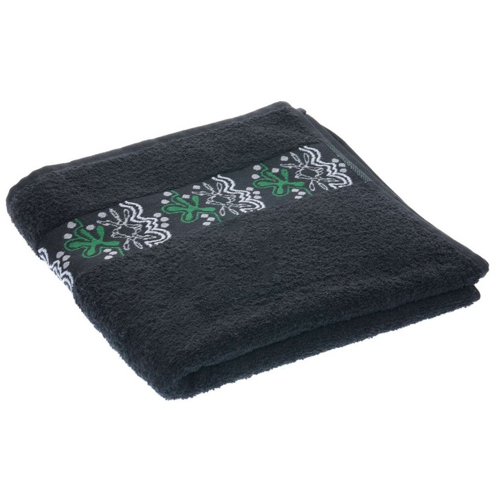 Хавлиена кърпа за баня Studio Casa Maura, изработена от памук, черен цвят, 450 гр/м2, 70 х 140 см