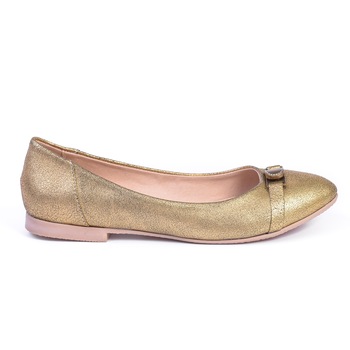 Balerini Donna Mia 1816, piele naturala, cu accesoriu metalic, auriu Balerini Donna Mia 1816, piele naturala, cu accesoriu metalic, auriu