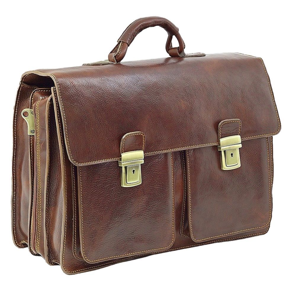 Geanta piele port laptop 4509A, din piele naturala vachetta cognac