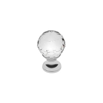 Buton pentru mobilier, Crystal transparent/ Crom, Ø 25 mm Buton pentru mobilier, Crystal transparent/ Crom, Ø 25 mm