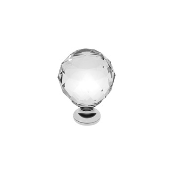 Buton pentru mobilier, Crystal transparent/ Crom, Ø 30 mm Buton pentru mobilier, Crystal transparent/ Crom, Ø 30 mm