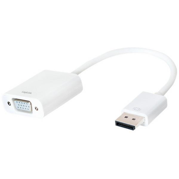Adaptor audio video , LogiLink , DisplayPort 1.2 la VGA ,alb