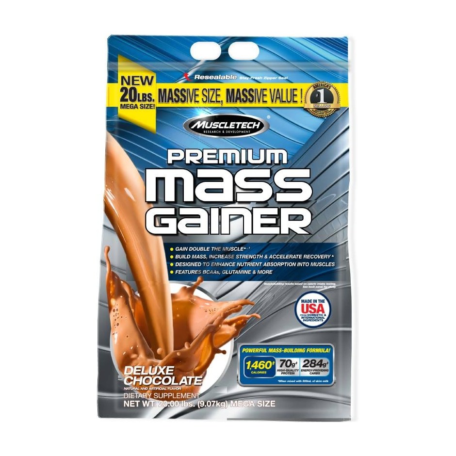 Proteine, Muscletech, Premium Mass Gainer, aroma ciocolata, 9.07 KG