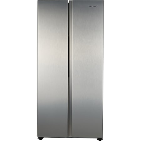 Side by side Heinner HSBS-441NFXF+, 428 l, No Frost, Display LED, Clasa A+, Functie vacanta, Functie super congelare, H 178 cm, Argintiu