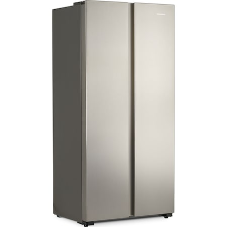 Side by side Heinner HSBS-441NFXF+, 428 l, No Frost, Display LED, Clasa A+, Functie vacanta, Functie super congelare, H 178 cm, Argintiu