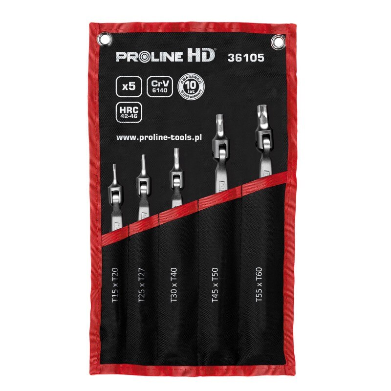 Set chei cu torxuri flexibile CR-VA Proline HD, T15-T60, 5 piese/set