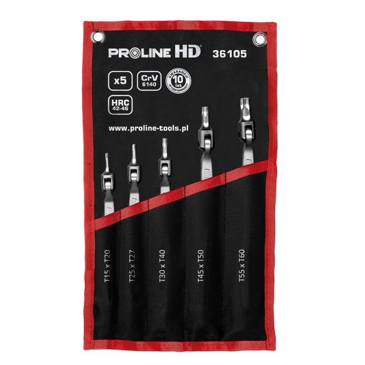 Ключове Proline HD, Гъвкави глави, T15-T60, 5 броя