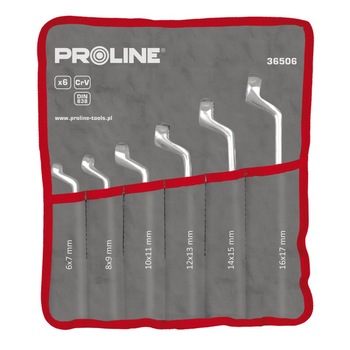 Set chei inelare cotite CR-VA forjate Proline, 6-32 mm, 12 piese/set Set chei inelare cotite CR-VA forjate Proline, 6-32 mm, 12 piese/set