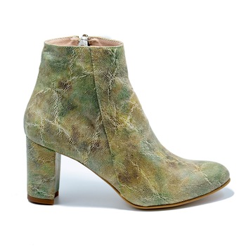 Botine Donna Mia 1604, din piele naturala tip reptila, cu toc gros, multicolor Botine Donna Mia 1604, din piele naturala tip reptila, cu toc gros, multicolor