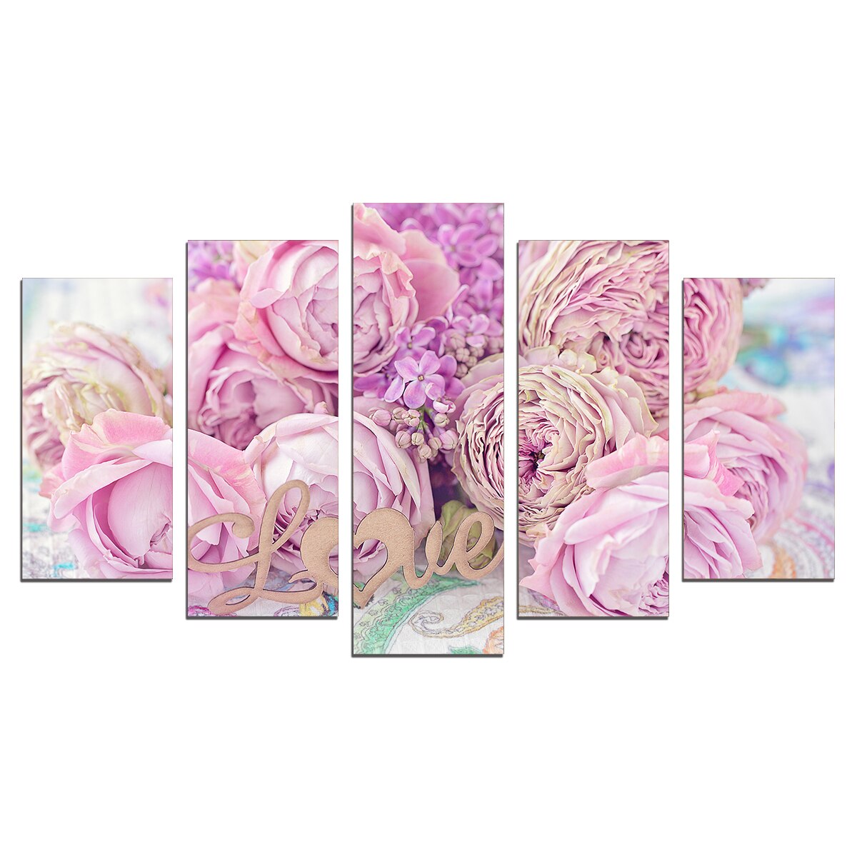 Set Tablouri Multicanvas 5 Piese, Buchet de flori frumoase,108х60 cm