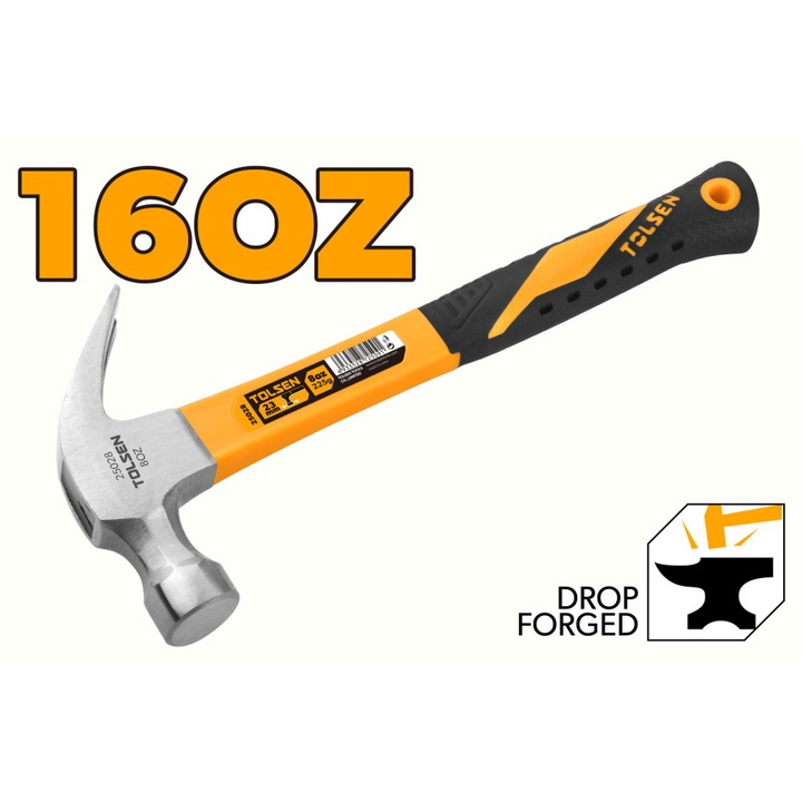 Чук с извит връх Tolsen, 450 гр., дръжка от фибростъкло