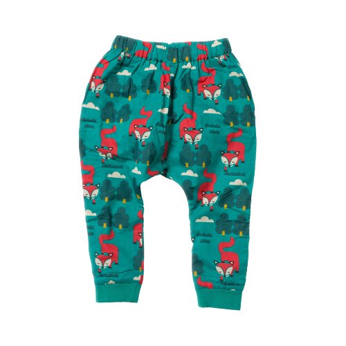 Pantaloni dublati ˝vulpile nordice˝, bumbac organic, multicolor, copii
