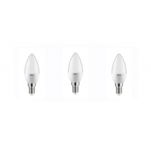 Set 3 becuri led, E14, 6W(40W), 470 lm, lumina calda,A+, GTV