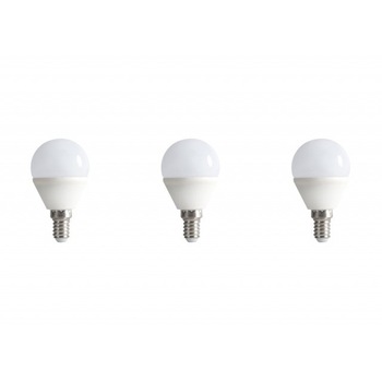 Set 3 becuri led E14, sferice, 6W (40 W), 2700K, 480 lm, lumina calda, A , Optonica Set 3 becuri led E14, sferice, 6W (40 W), 2700K, 480 lm, lumina calda, A , Optonica