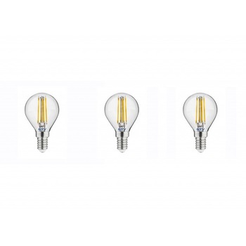 Set 3 becuri led sferice E14, 4W (35 W), 400lm, lumina calda, A+, GTV Set 3 becuri led sferice E14, 4W (35 W), 400lm, lumina calda, A+, GTV