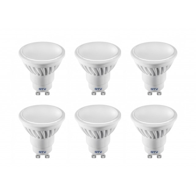 Set 6 becuri led GU10, 10W(55W), 720 lm, lumina calda, A+, GTV