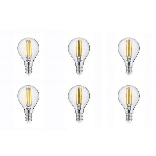 Set 6 becuri led sferice E14, 4W (35 W), 400lm, lumina calda, A+, GTV