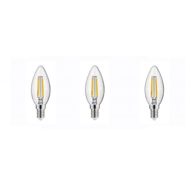 Set 3 becuri led, E14, 4W(35W), 400 lm, lumina calda, A+, GTV