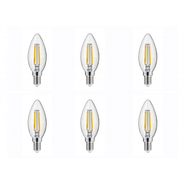 Set 6 becuri led, E14, 4W(35W), 400 lm, lumina calda, A+, GTV