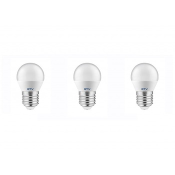 Set 3 becuri led sferice E27, 8W(54 W), 700 lm, lumina calda, A+, GTV Set 3 becuri led sferice E27, 8W(54 W), 700 lm, lumina calda, A+, GTV