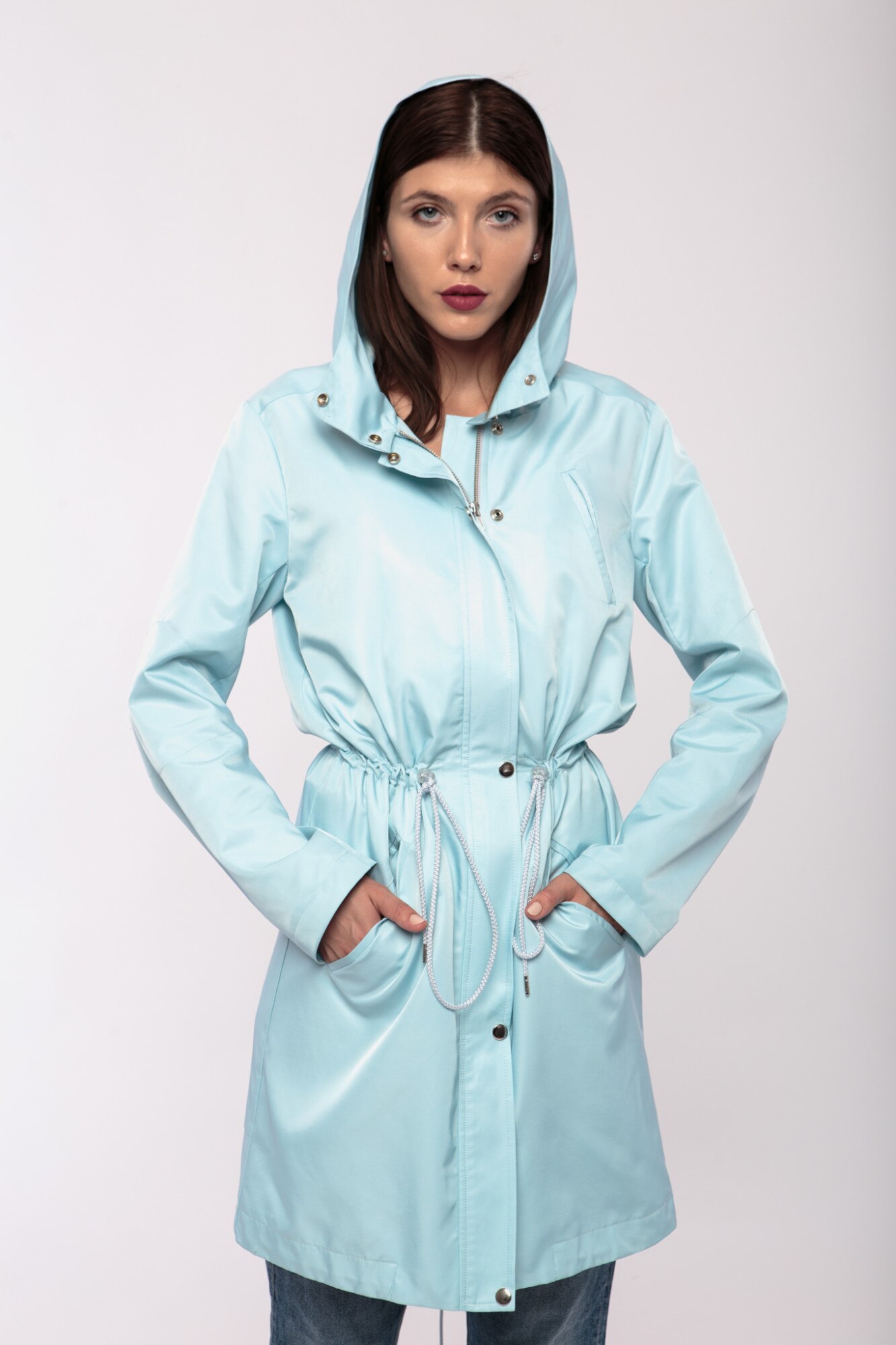 Jacheta parka din fas, Alera Concept, Turcoaz deschis, Marime M