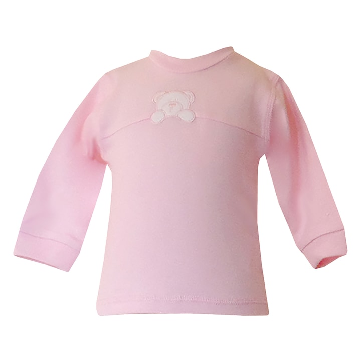Manai hosszú ujjú lány póló, pamut babapóló - Sweetie Bear (Rózsaszín, 68 (6 hó))