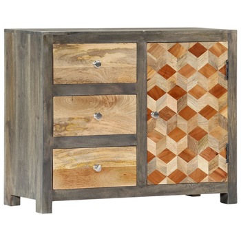 Comoda, vidaXL, Gri, 75 x 30 x 60 cm, lemn masiv de mango Comoda, vidaXL, Gri, 75 x 30 x 60 cm, lemn masiv de mango