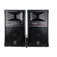 Boxe Active Profesionale Vlliodor, Putere 640 W, Microfon Wireless Inclus, Sistem Karaoke, Conectivitate Bluetooth, Port USB, AUX In, Slot SD Card, Incinta Lemn, Cablu de legatura, Radio FM, Negru