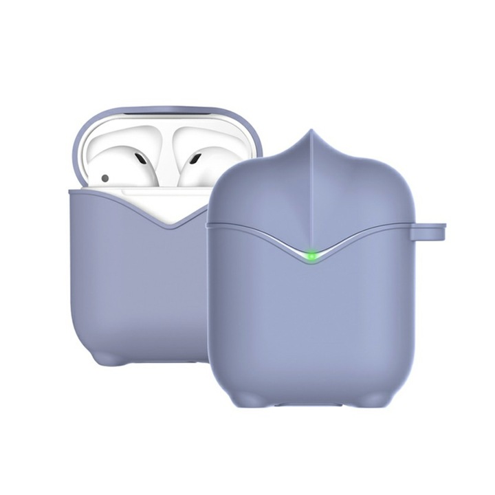 Husa suport casti compatibila cu Apple AirPods, model Knight, Mov, BBL1044